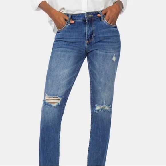 Kut From The Cloth Distressed Jeans Medium Wash Size 6 - Picture 1 of 8